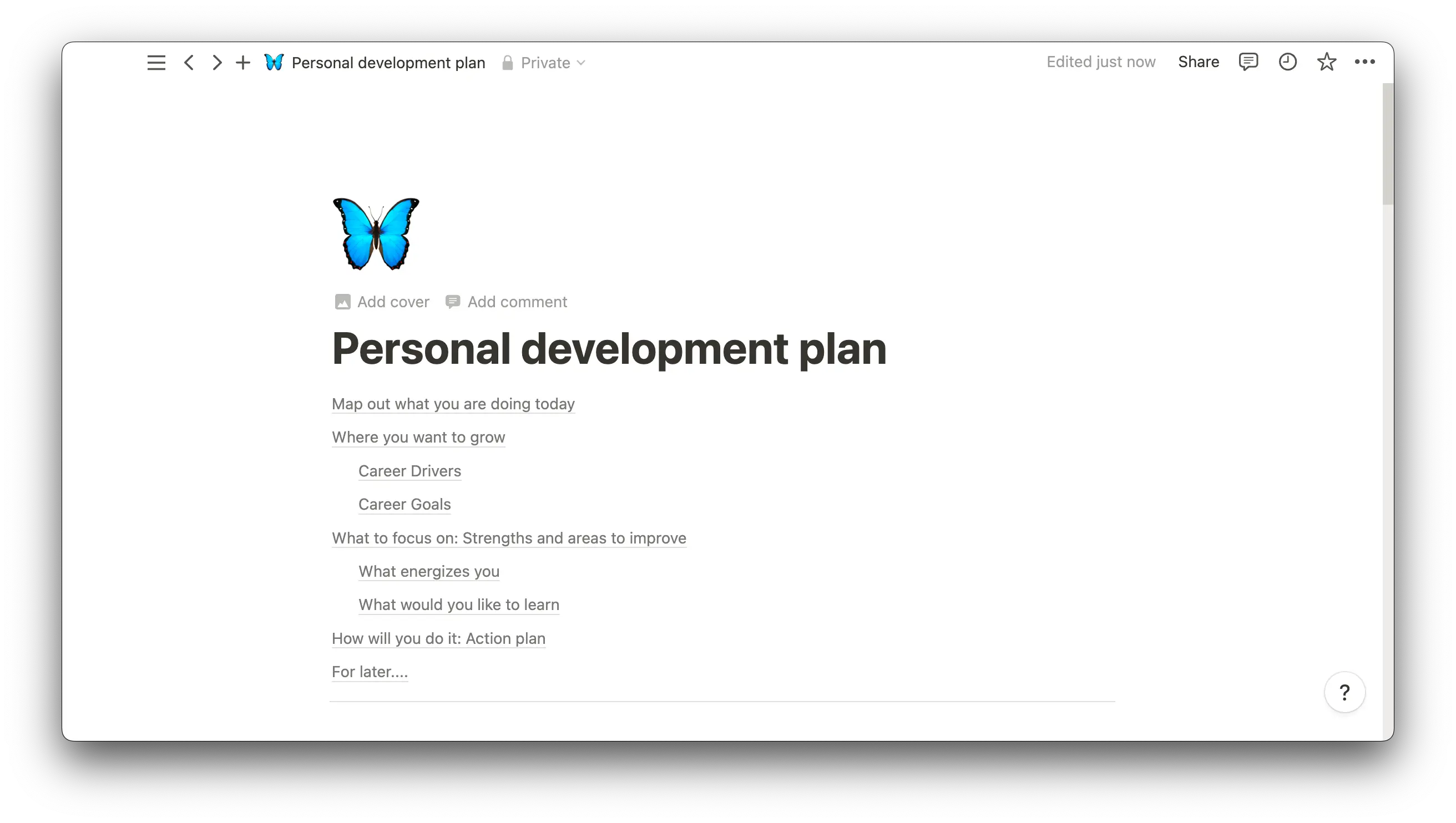 Personal development plan template